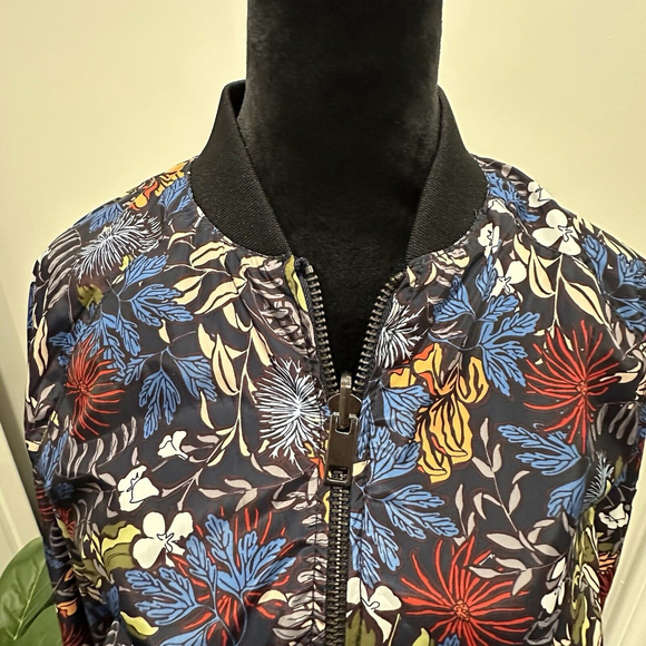 H&M Reversible Floral Nylon Track Jacket Women’s XS Multicolor Zip Lightweight - Picture 2 of 13